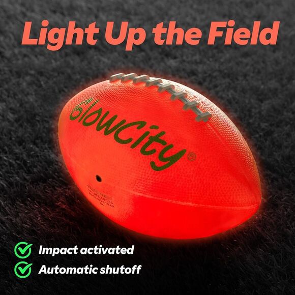 GlowCity Glow in The Dark Football Light Up LED Ball Evening Play Size 6 Orange - Picture 2 of 12